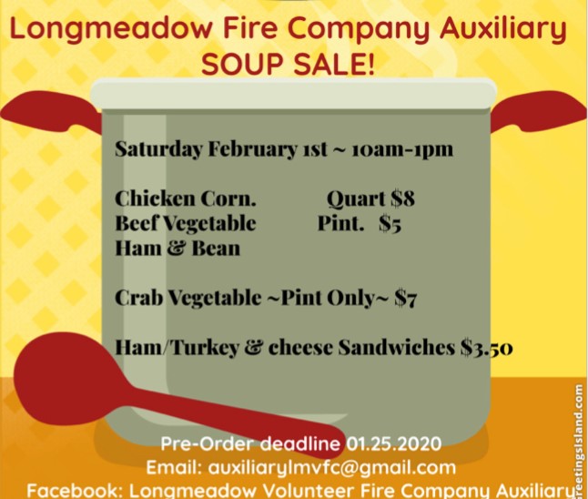 2020 Homemade Soup Sale - Longmeadow Volunteer Fire Company